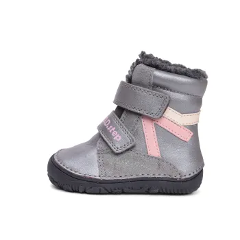 Ghete imblanite fete, barefoot, piele naturala, DD Step, Gri Roz