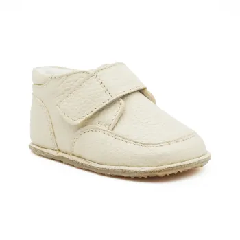 Ghete copii primii pasi, barefoot, captusite, piele naturala - Ivory