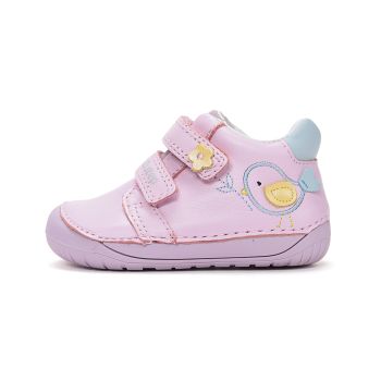 Pantofi DD Step fete, barefoot, primii pasi, talpa flexibila, piele naturala, Lila ,Pasare