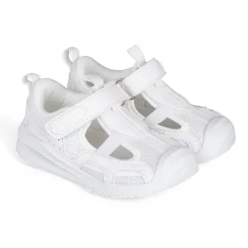Sandale primii pasi barefoot, ultra flexibile, mesh, alb, Chetto