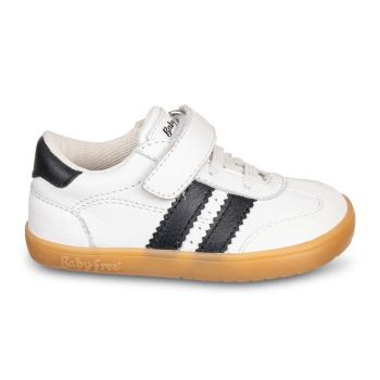 Pantofi barefoot primii pasi, tip sport, piele naturala, Chetto alb negru