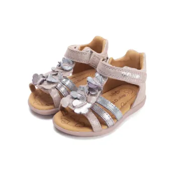 Sandale decupate DD Step fete, primii pasi, talpa flexibila, calcai intarit, roz fluturi