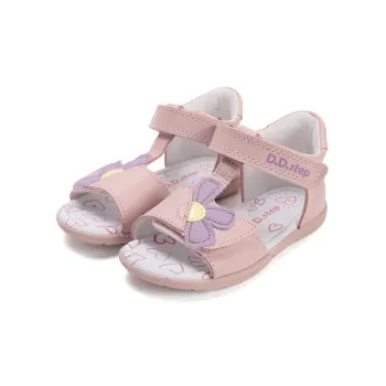 Sandale decupate DD Step fete, primii pasi, talpa flexibila, calcai intarit, suport plantar, roz margareta