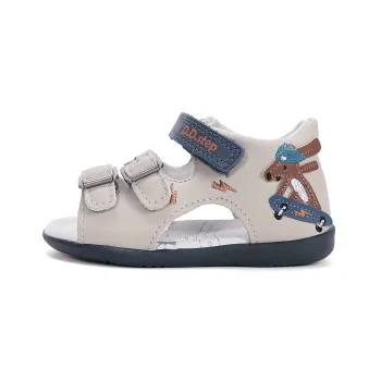Sandale DD Step, baieti, talpa dreapta, flexibila, calcai intarit, suport plantar, gri catel