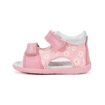 Sandale DD Step fete, primii pasi, talpa flexibila, calcai intarit, roz floricele