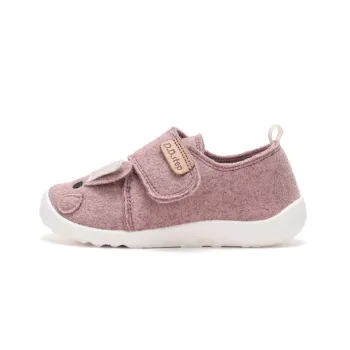 Pantofi de interior copii, barefoot, material textil, talpa ultraflexibila, roz, iepuras