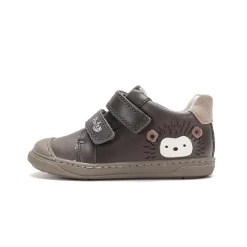 Pantofi cu supinatie, baieti, piele naturala, talpa usoara, ferma, Ponte20, gri, arici
