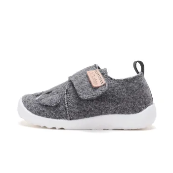 Pantofi de interior copii, barefoot, material textil, talpa ultraflexibila, gri, elefant