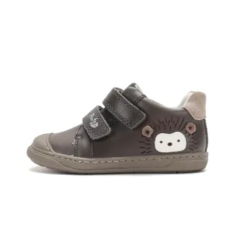 Pantofi cu supinatie, baieti, piele naturala, talpa usoara, ferma, Ponte20, gri, arici