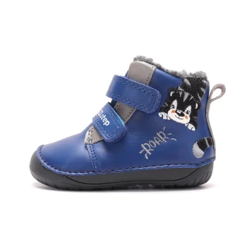 Ghete îmblănite primii pasi baieti, piele naturală, Royal Blue, DD Step